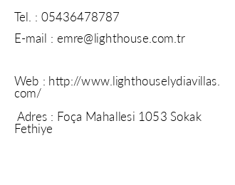 Lighthouse Lydia Villas Hotel iletiim bilgileri